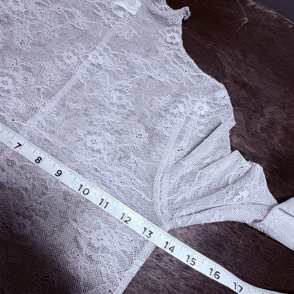 Floral Sheer Mesh Lace Top Small Fairy Y2K Coquette Layering Soft Girl Romantic - Picture 7 of 10